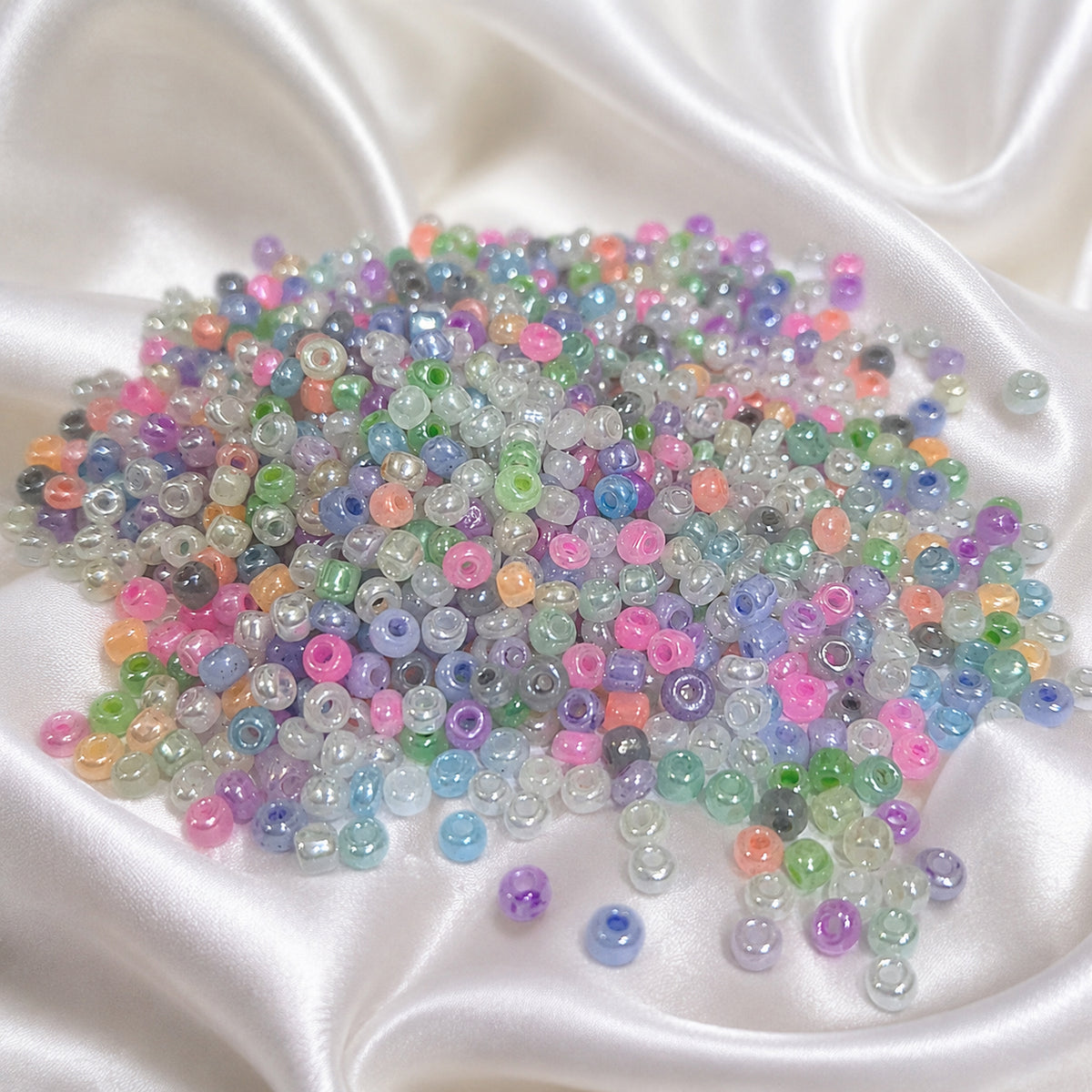 100 Grams 8/0 Mixed Pastel Glass Seed Beads | Transparent Round Glass Rocaille Beads for DIY Jewelry Making