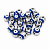 10 Pcs 8mm Evil Eye Round Spacer Beads | Blue Enamel Base Metal Beads for DIY Jewelry Making