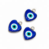 5 Pcs 15mm Heart Evil Eye Charms Pendant | Blue Nazar Heart Charms for Bracelet Necklace Jewelry Making