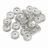 20 Pcs 10mm Silver Rhinestone Spacer Beads | Crystal Rondelle Spacer Beads for Jewelry Making
