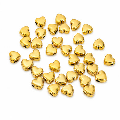 50 Pcs 5mm Gold Heart Beads | Gold Plated Alloy Spacer Beads for Jewelry Making  Product Description (HTML)