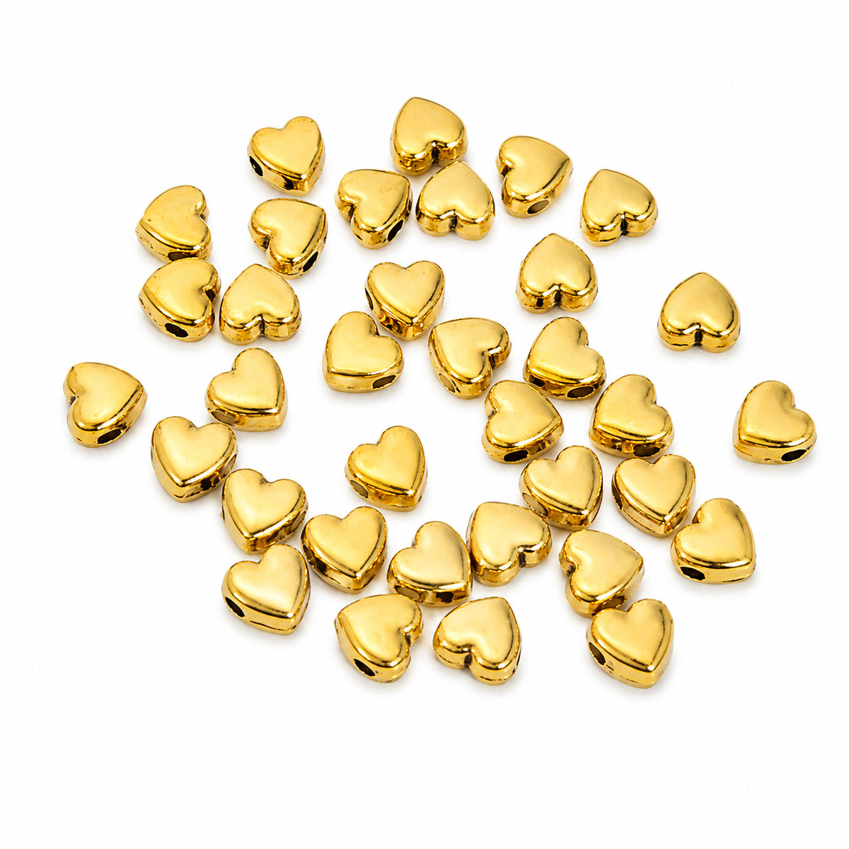 50 Pcs 5mm Gold Heart Beads | Gold Plated Alloy Spacer Beads for Jewelry Making  Product Description (HTML)