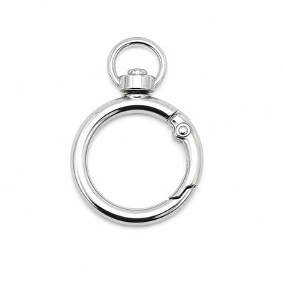 5 Pcs 40mm Silver Key Ring Findings | Metal Spring Keychain Rings with Connector Loop