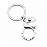 5 Pcs Swivel Lobster Clasp Keychain Findings with Split Ring | Silver Key Ring Hardware Approx. 65mm