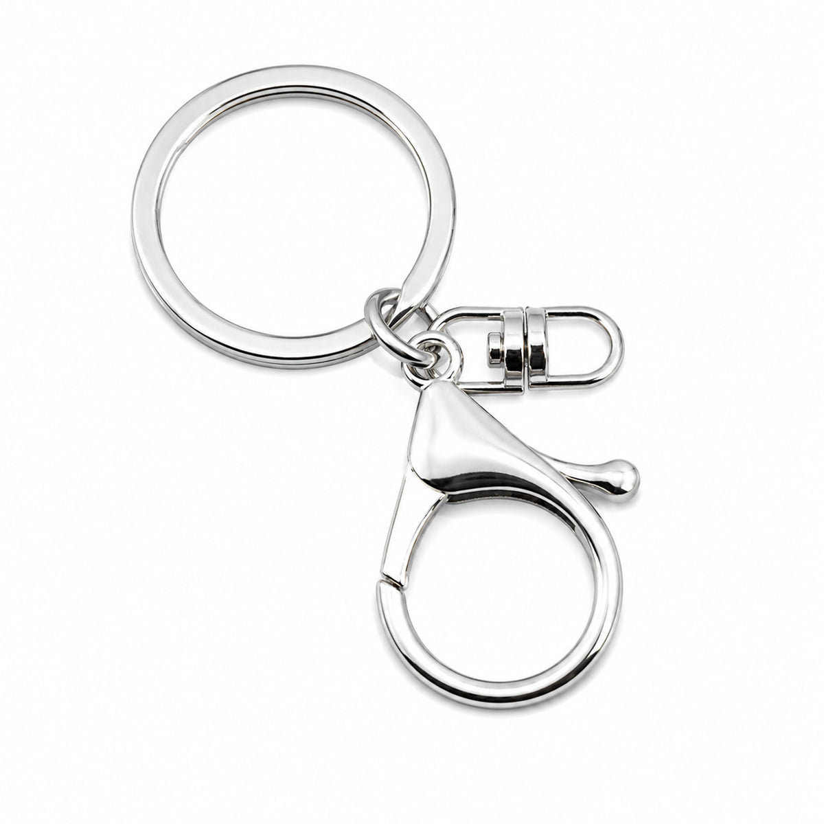 5 Pcs Swivel Lobster Clasp Keychain Findings with Split Ring | Silver Key Ring Hardware Approx. 65mm