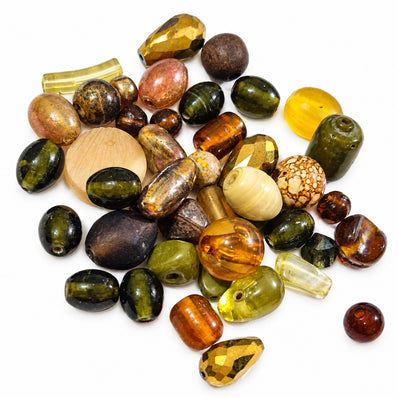 200 Grams Vintage Handmade Glass Beads Mix – Assorted Shapes & Uneven Sizes Brown Shade