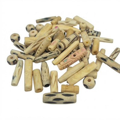200 Pcs Pack, Bone Mix Beads Mostly Carved for jewelry making, 3 shown for variation