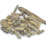 200 Pcs Pack, Bone Mix Beads Mostly Carved for jewelry making, 3 shown for variation
