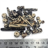 100pcs Pack Natural Bone Batik Bead Mix – Tribal Pattern Beads for Vintage Jewelry Making