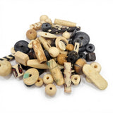 400pcs Pack Mixed Bone Beads – Carved, Plain & Batik Tribal Beads for Jewelry Making