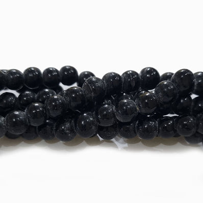 8mm black handmade glass beads round irregular shape