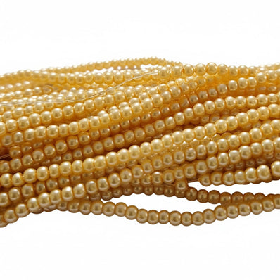 As much a Rs.8.00 Per Line Sale ! Factory overstock Glass Pearl beads Size 3mm, Minimum 10 Strings Line