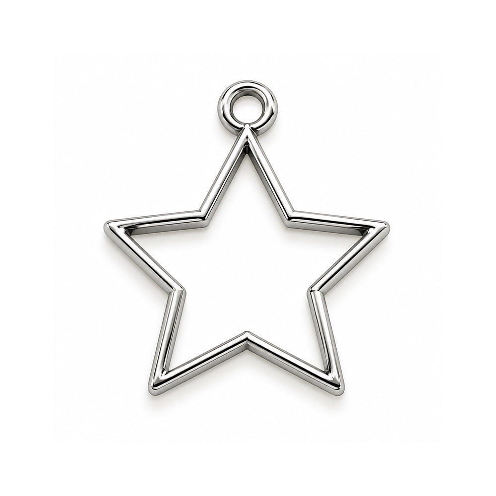 5pcs Stainless Steel Plated Star Shape Open Bezel Charm Pendant for Resin Jewelry Making 30x30mm