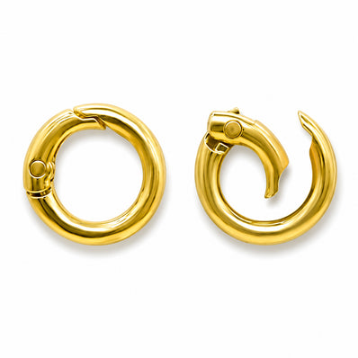 24mm Gold Plated Round Snap Spring Gate Rings – Pack of 10 Pieces | O Ring Clasp Connector for DIY Jewelry Making, Bags & Keychains