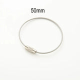 Pack of 5pcs, Stainless Steel Cable Wire Keyring 50mm – Screw Lock Loop Keychain Ring, Heavy Duty Key Holder