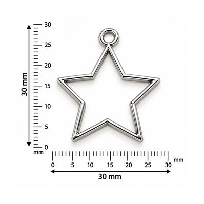 5pcs Stainless Steel Plated Star Shape Open Bezel Charm Pendant for Resin Jewelry Making 30x30mm