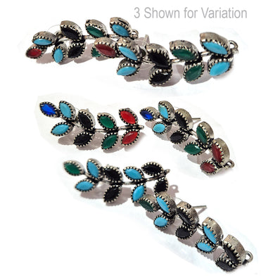3 Pairs Pack-Oxidized Silver Earring Stud with Loop – Leaf Design Stone Stud Connectors – DIY Jewelry Making Findings – Random Color Mix