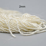 Off White color, 190~192pcs/Strand/line Natural Italian Shell Pearl Beads Round Loose Spacers for DIY Necklace Bracelet Jewelry Making Beading Supplies in size about 2mm Smaller mini size