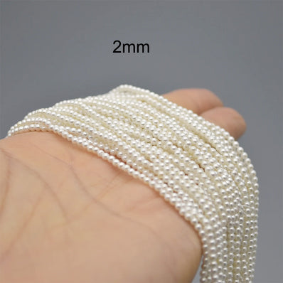 2 MM Off White color, 190~192pcs/Strand/line Natural Italian Shell Pearl Beads