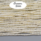 Cream Color, 190~192pcs/Strand/line Natural Italian Shell Pearl Beads Round Loose Spacers for DIY Necklace Bracelet Jewelry Making Beading Supplies in size about 2mm, mini smaller size