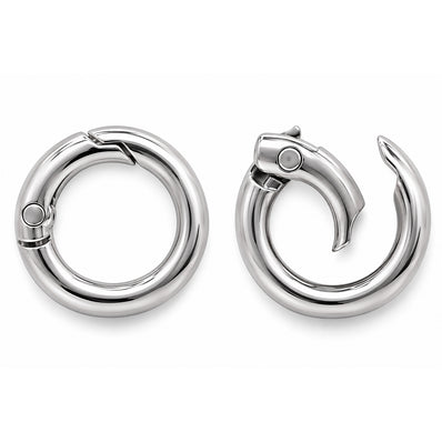 24mm Stainless Steel Round Snap Spring Gate Rings – Pack of 10 Pieces | Polished O Ring Clasp Connector for DIY Jewelry Making, Bags &amp; Keychains