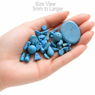 Mix Shape Howlite Synthetic Beads – 100 Grams Pack | Turquoise Blue Jewelry Making Beads | DIY Craft Supplies
