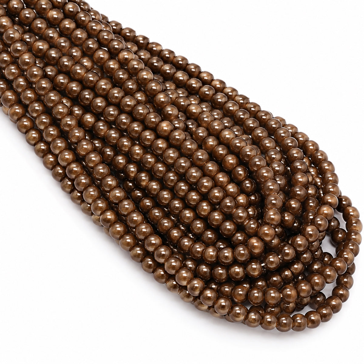 4mm Round Glass Pearl Beads – Chocolate Brown Pearl Finish – Approx. 210 Beads Per String – Jewelry Making & Craft Supplies