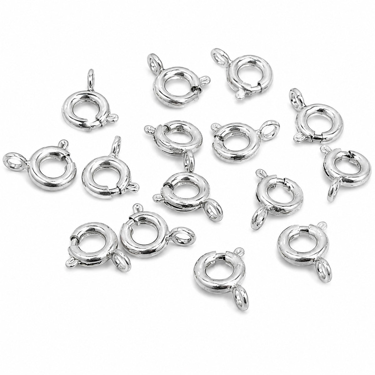 6mm Round Spring Ring Clasps for Jewelry Making – Silver Plated Round Clasps – Pack of 10 Pieces
