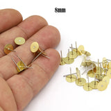 50 pcs Brass Earring post, Stud earrings, Brass flat pad earrings, 8x12mm, Earring Supplies, Brass findings