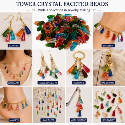 Multi-Color Mixed Pencil Shape Glass Crystal Beads – 12x5 mm, 100 Pieces Loose Pack