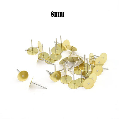 50 pcs Brass Earring post, Stud earrings, Brass flat pad earrings, 8x12mm, Earring Supplies, Brass findings