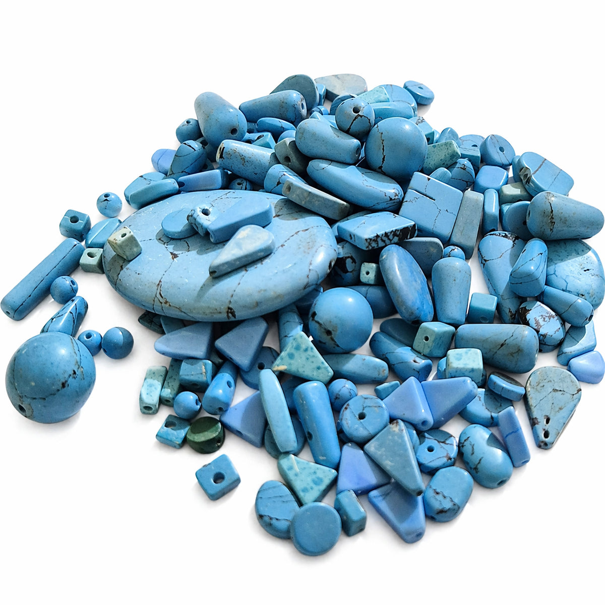 Mix Shape Howlite Synthetic Beads – 100 Grams Pack | Turquoise Blue Jewelry Making Beads | DIY Craft Supplies