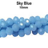 Sky Blue Per Line 10mm Faceted Opaque Rondelle Shaped Crystal Beads