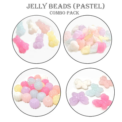 4 Designs Acrylic Combo Beads Set, Jelly color Pastel Color