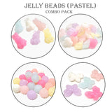 4 Designs Acrylic Combo Beads Set, Jelly color Pastel Color