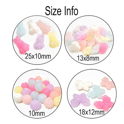 4 Designs Acrylic Combo Beads Set, Jelly color Pastel Color