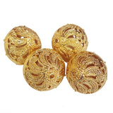 4 PCS GOLD ANTI TARNISH PLATED FILIGREE BRASS MATERIAL HANDMADE BEADS IN SIZE ABOUT 26x28MM