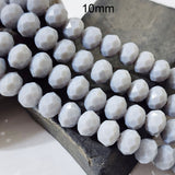 10 MM RONDELLE SHAPE, SLATE GRAY OPAQUE COLOR, CRYSTAL GLASS BEADS, SOLD PER STRAND/LINE PACK