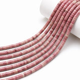 Natural Rhodonite Heishi Disc Beads 4x2mm – Semi Precious Gemstone Spacer Beads, 15 Inch Strand, Approx. 150–154 Beads for Jewelry Making