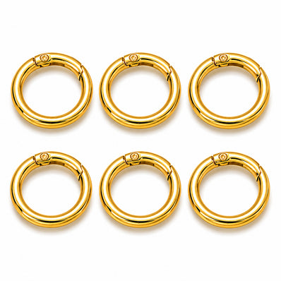 24mm Gold Plated Round Snap Spring Gate Rings – Pack of 10 Pieces | O Ring Clasp Connector for DIY Jewelry Making, Bags & Keychains