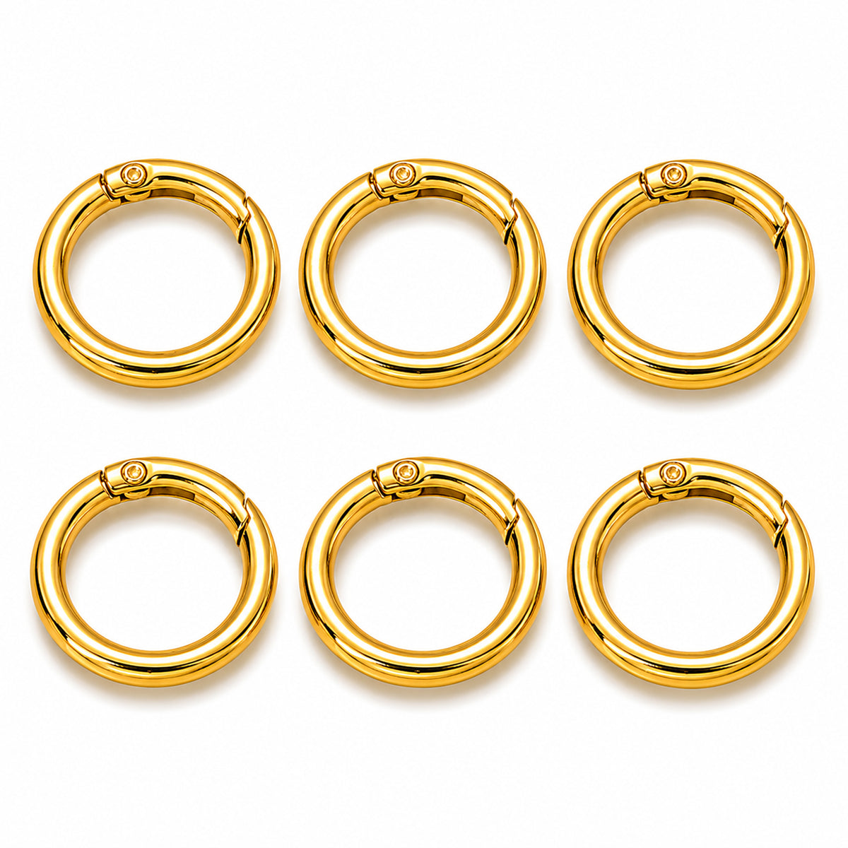 24mm Gold Plated Round Snap Spring Gate Rings – Pack of 10 Pieces | O Ring Clasp Connector for DIY Jewelry Making, Bags & Keychains
