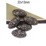 4pcs pkg. Black crystal stone Oval Pave Beads in size about 22x13mm