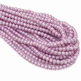 4mm Round Glass Pearl Beads – Light Lavender Pearl Finish – Approx. 210 Beads Per String – Jewelry Making Supplies
