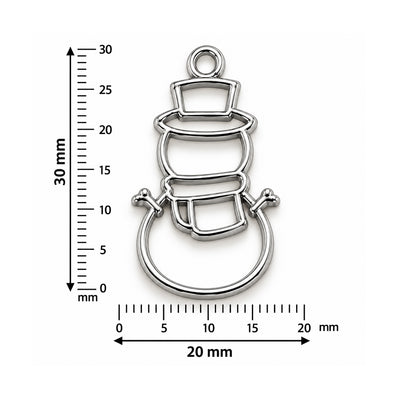 5pcs Stainless Steel Plated Snowman Shape Open Bezel Charm Pendant for Resin Jewelry Making 30x20mm