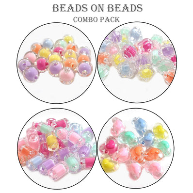 4 Designs Acrylic Combo Beads Set, Beads on Beads colorful multi mix