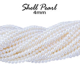 Off White, 98~100pcs/Strand-line Natural Italian Shell Pearl Beads Round Loose Spacers for DIY Necklace Bracelet Jewelry Making Beading Supplies in size about 4mm