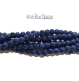 5/LINE PKG. (EACH 16 INCHES LONG) 4MM HANDMADE GLASS BEADS FOR JEWELRY MAKING