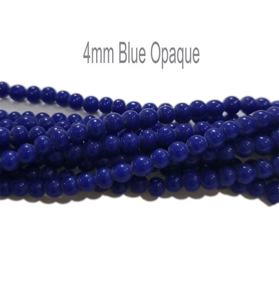 5/LINE PKG. (EACH 16 INCHES LONG) 4MM HANDMADE GLASS BEADS FOR JEWELRY MAKING