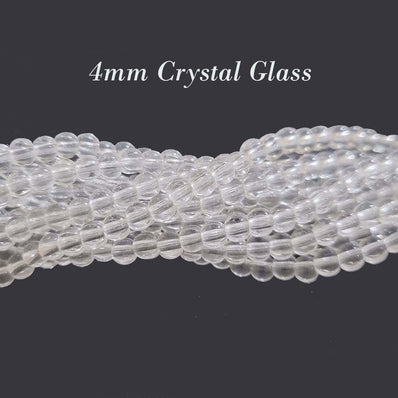 3 LINES PACK' 4 MM ROUND 16' SMOOTH CRYSRAL GLASS BEADS