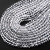 3 LINES PACK' 4 MM ROUND 16' SMOOTH CRYSRAL GLASS BEADS